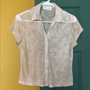 Younique Women's Sheer Floral Top - Cream